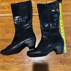 Clark's Black Leather artisan women's heeled boots